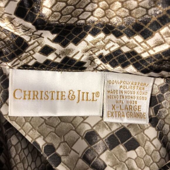 Vintage XL Christie & Jill Snake Skin Long Sleeve Blouse - Picture 12 of 16